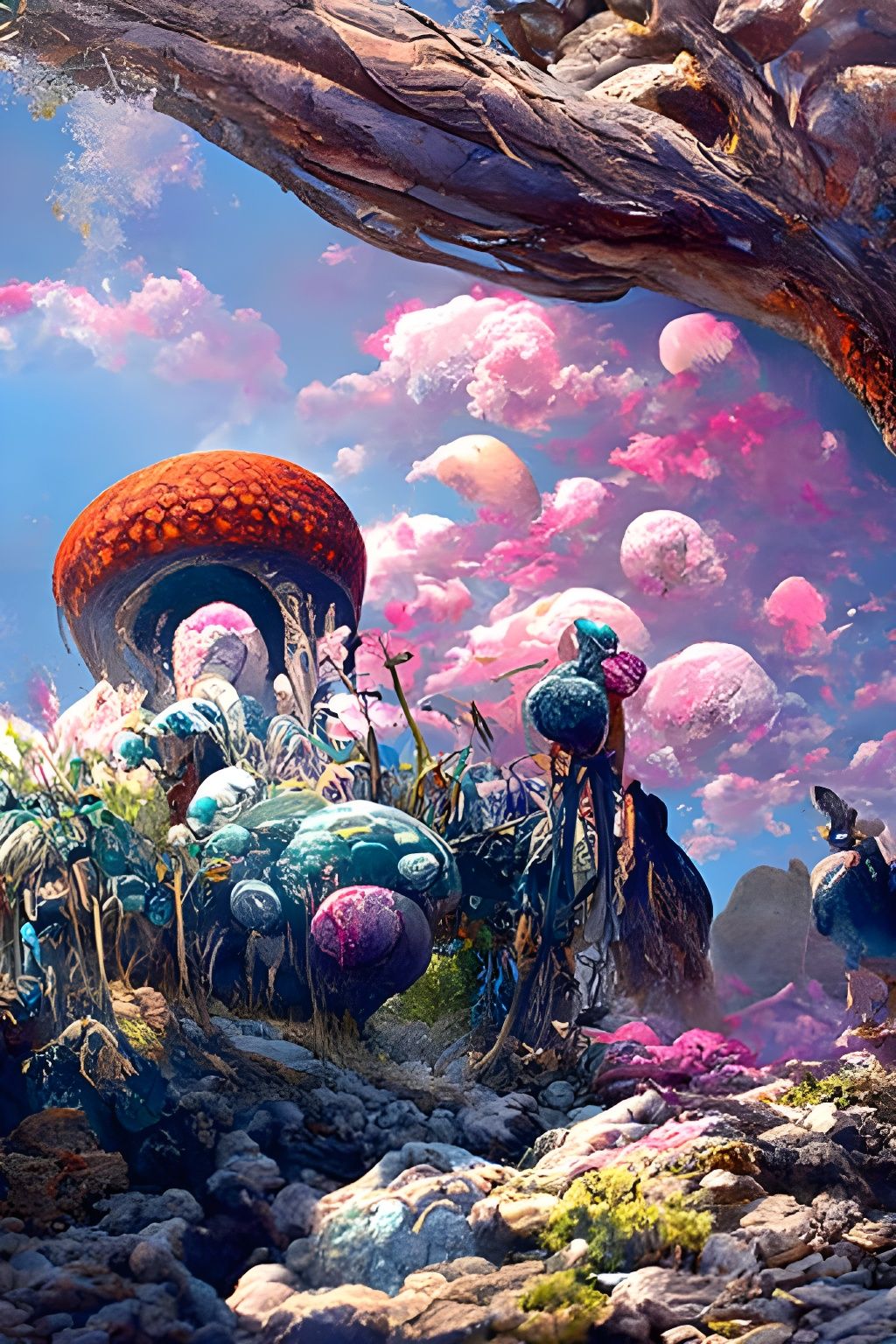 Mushroom Planet: Fantastical Realism Digital Painting