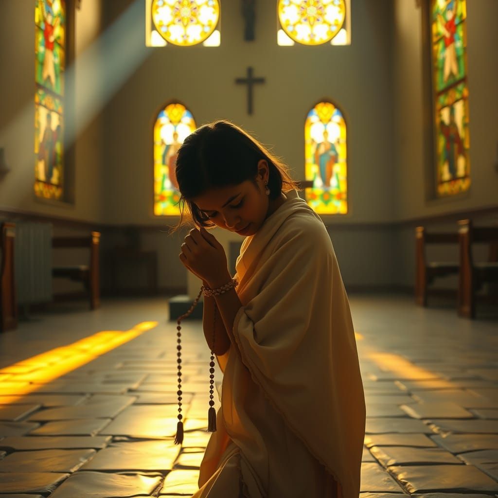 Serene Chapel Scene in Warm Golden Light