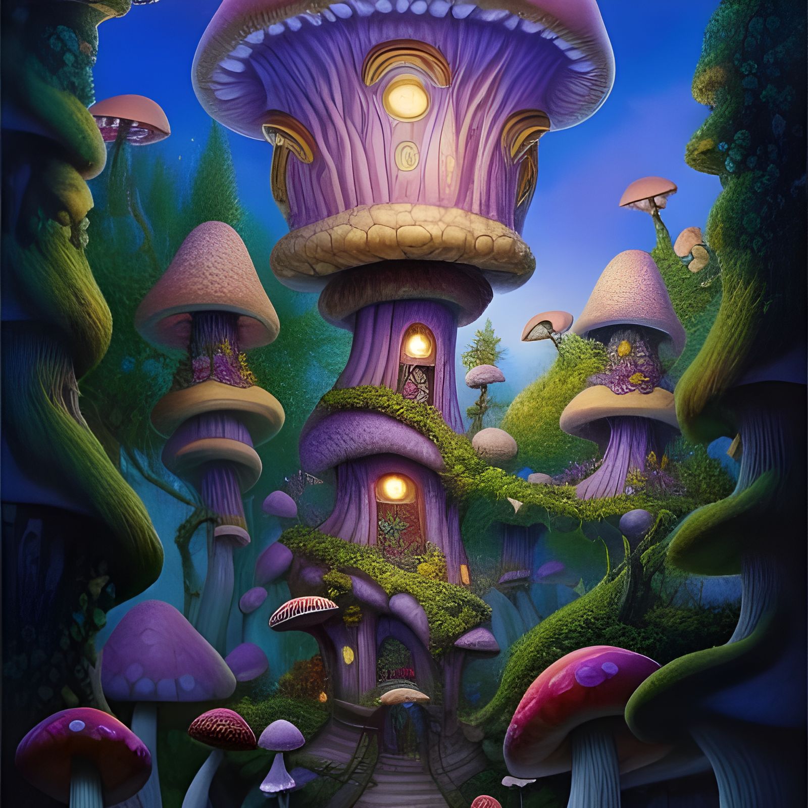 Fairytale Shroompunk Mansion in Fungal Wonderland