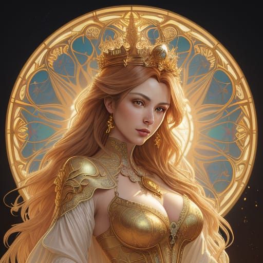 Noblewoman Crowned with Golden Sunburst Arch