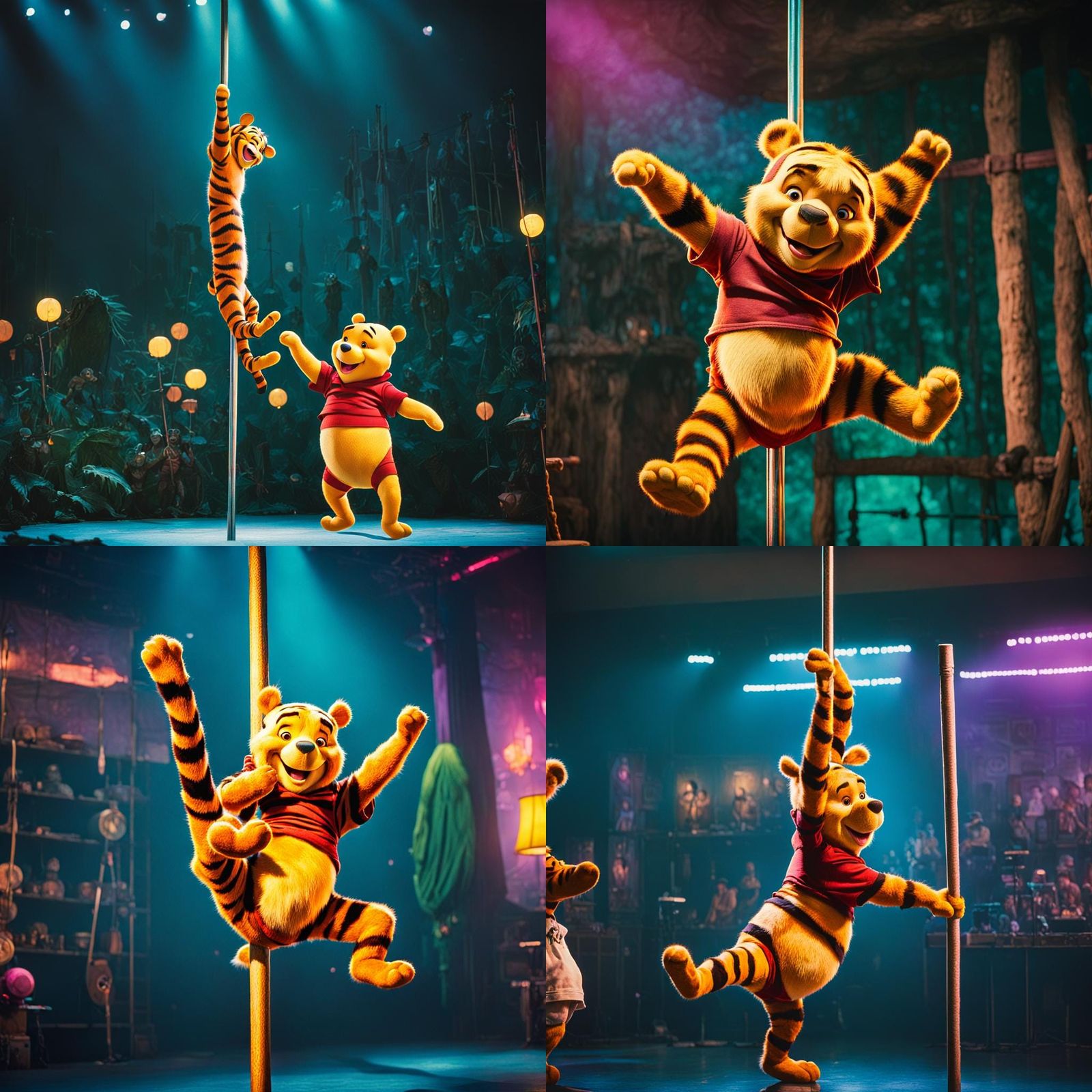 Tigger Pole Dancing for Winnie the Pooh