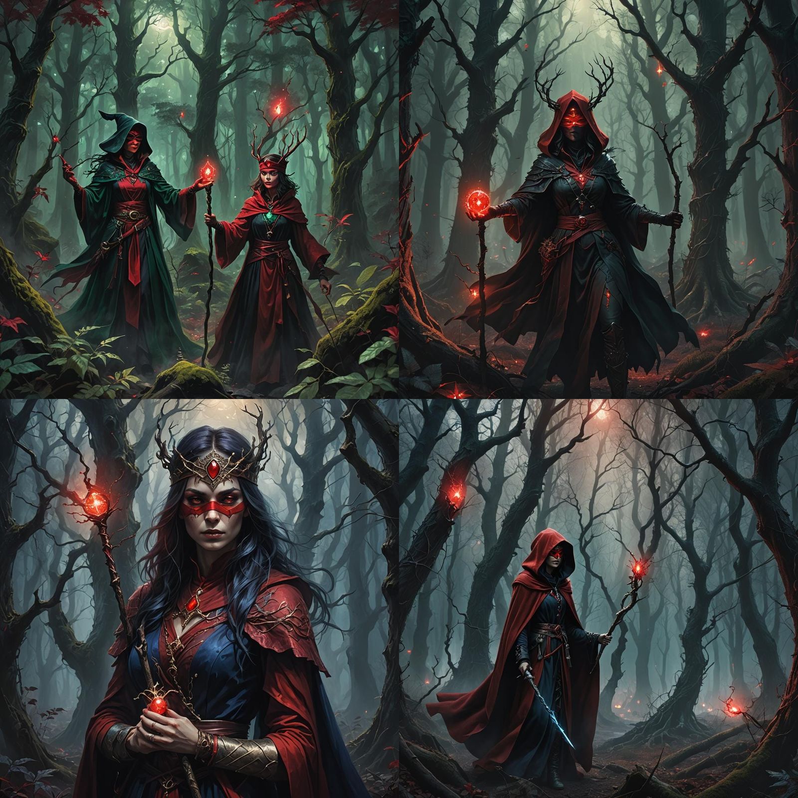 Evil Dark Wizard in Mystical Forest, Diablo-Style