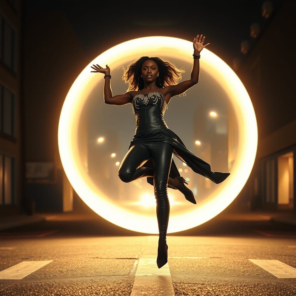 Fashion Model Emerges from Glowing Orb