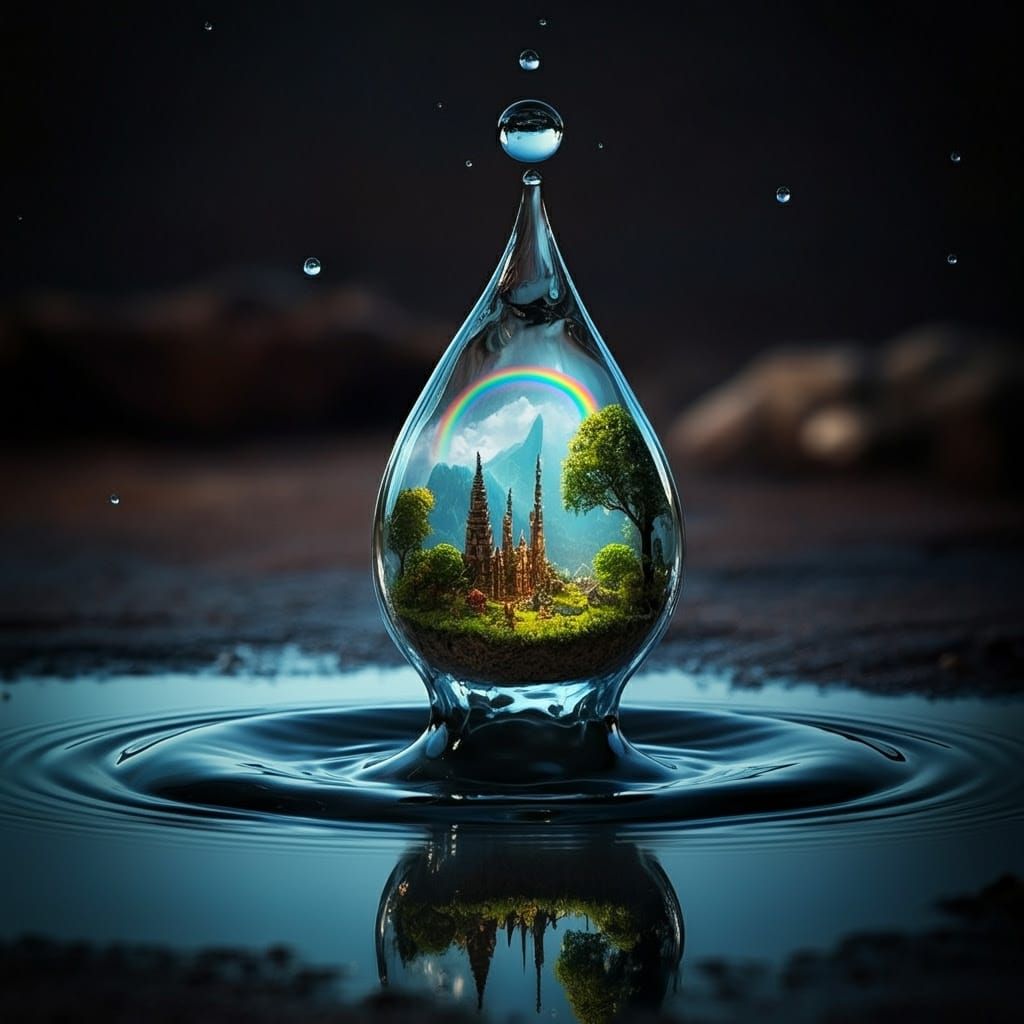 Miniature World Inside a Water Droplet