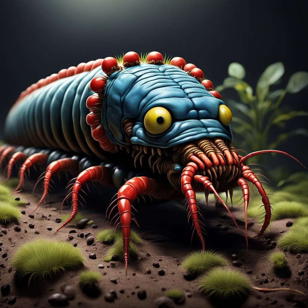 Surreal Centipede with Human Head