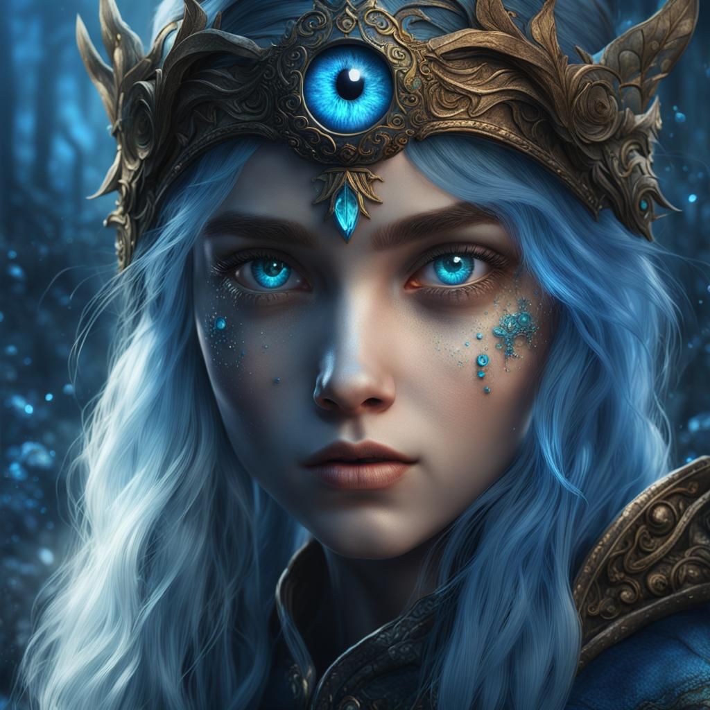 Detailed Matte Painting of a Blue-Eyed Elf