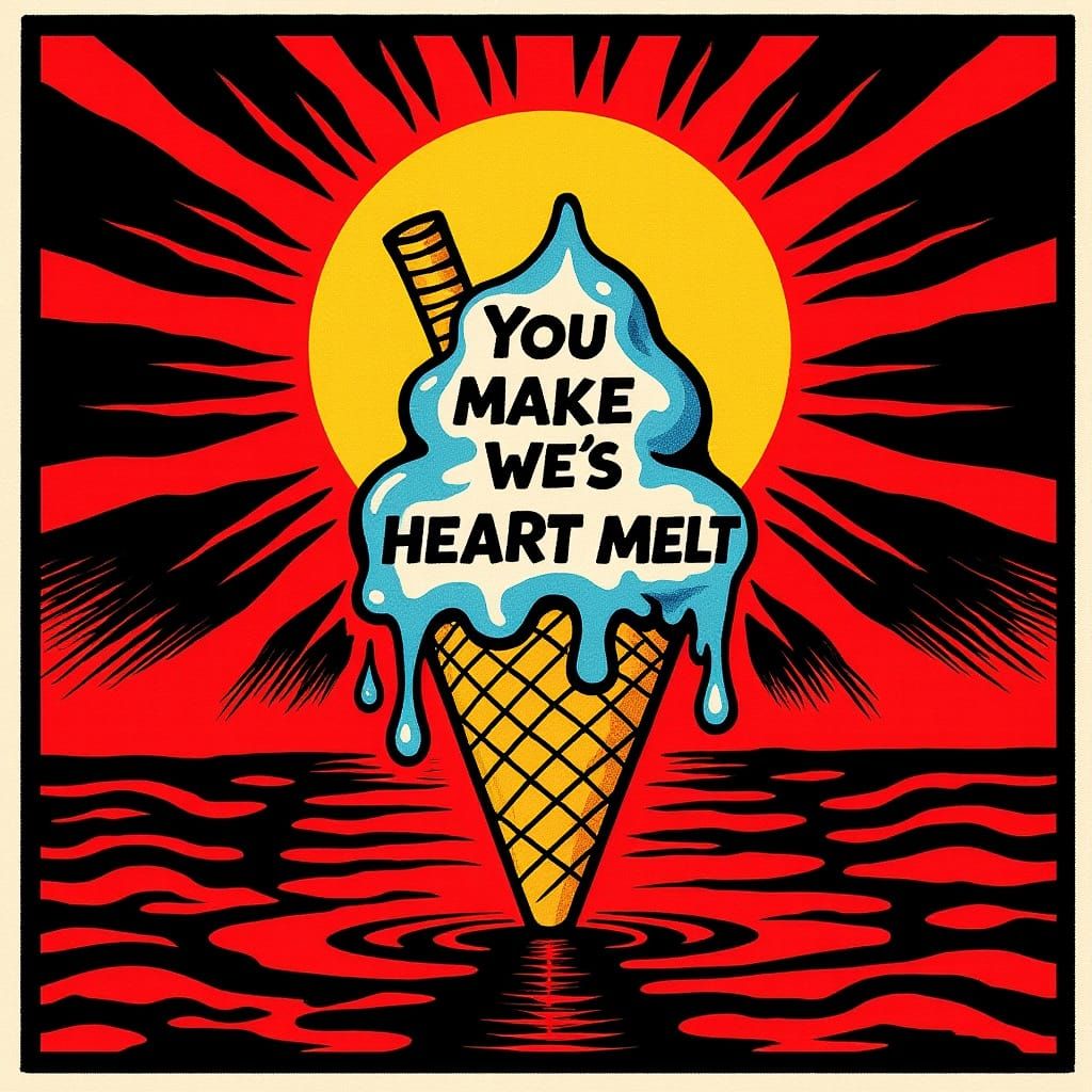 Futuristic Melting Ice Cream HDR Woodcut