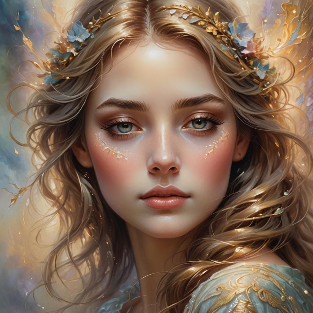 Ethereal Portrait in Oil Painting Style