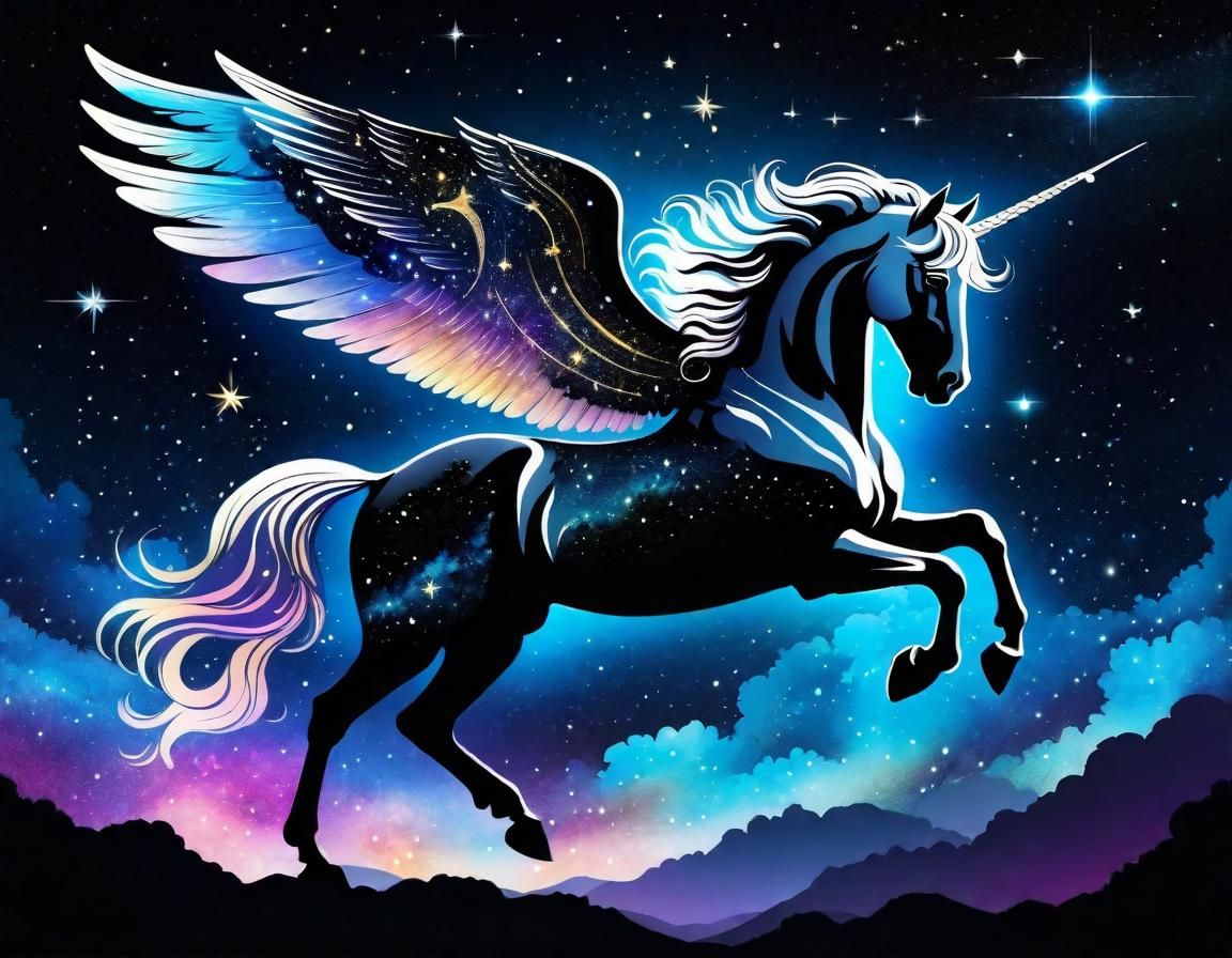 Pegasus Constellation in Cosmic Night Sky