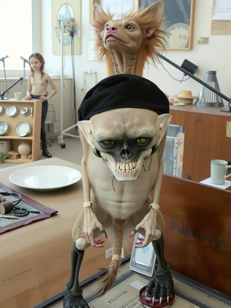 Nightmarish Animal Chimera in Grotesque Surrealism Style