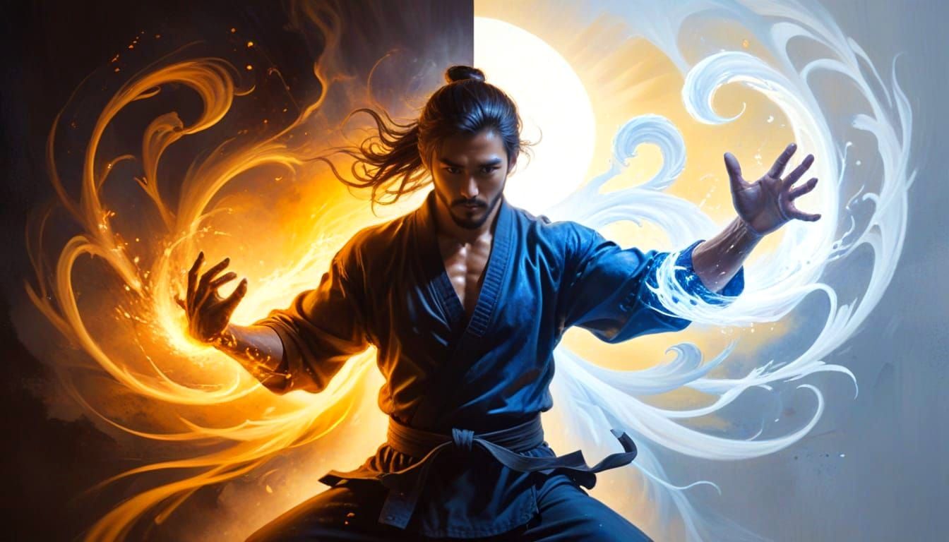 Martial Artist Balances Yin and Yang Energy