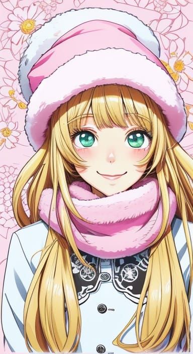 Winter Wonderland in Vibrant Pink and Gold, Featuring a Char...