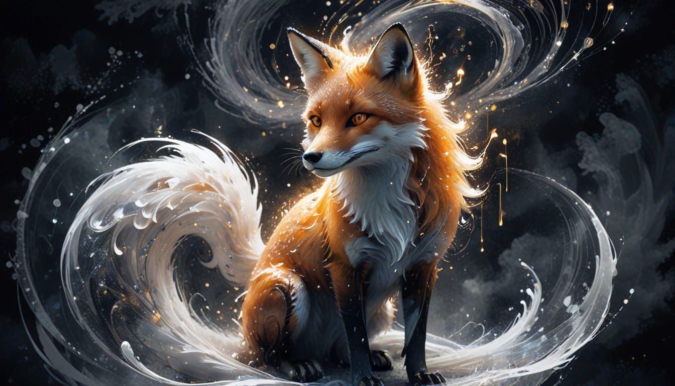 Ethereal Fox Spirit Made of Code and Data