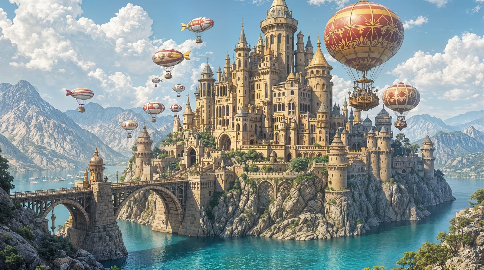 Fantastical Castle Perched atop a Mountain Peak