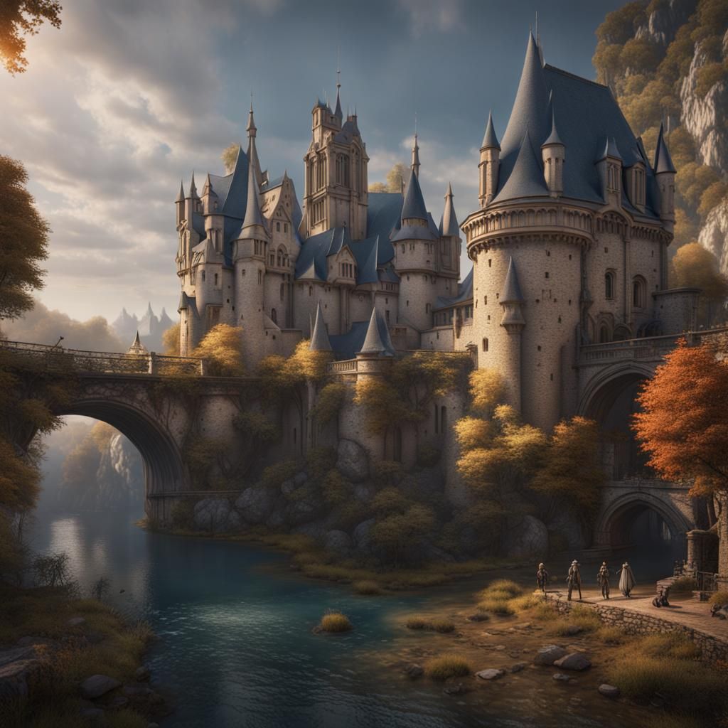 Fantastical Castle in France: Detailed Matte Painting