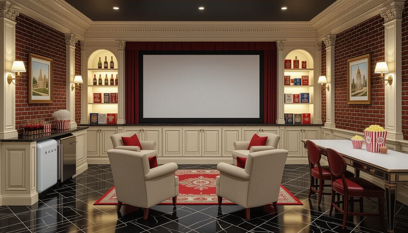 Victorian Movie Room with Modern Comfort