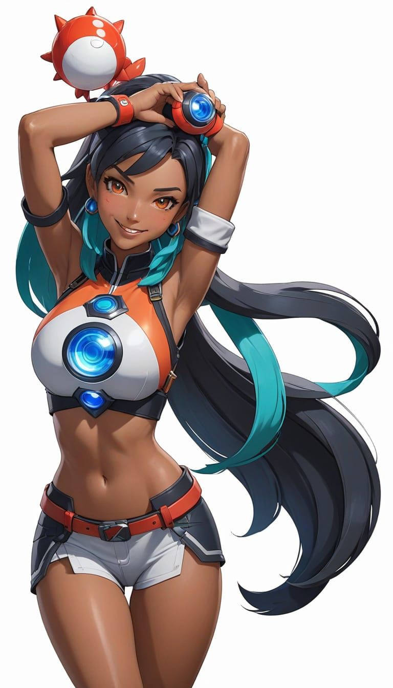 Fantasy Female Pokémon Trainer Portrait in Vibrant Colors