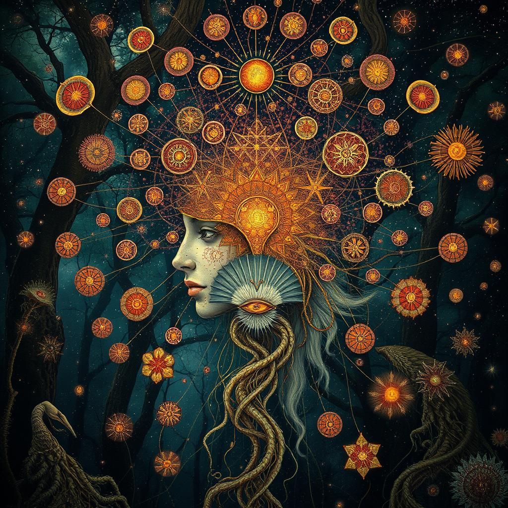 Detailed Faces and Symbols in Magical Mycelium Network