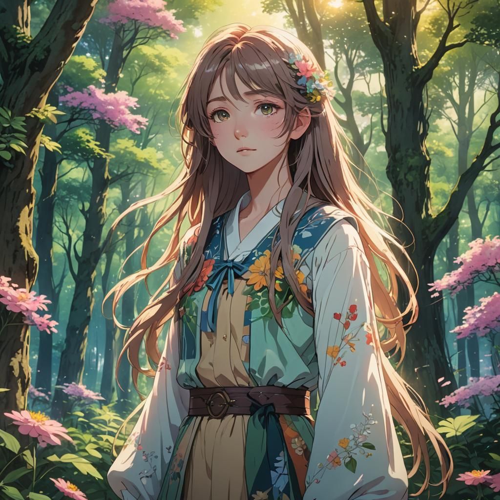 Anime Girl in Forest Key Visual