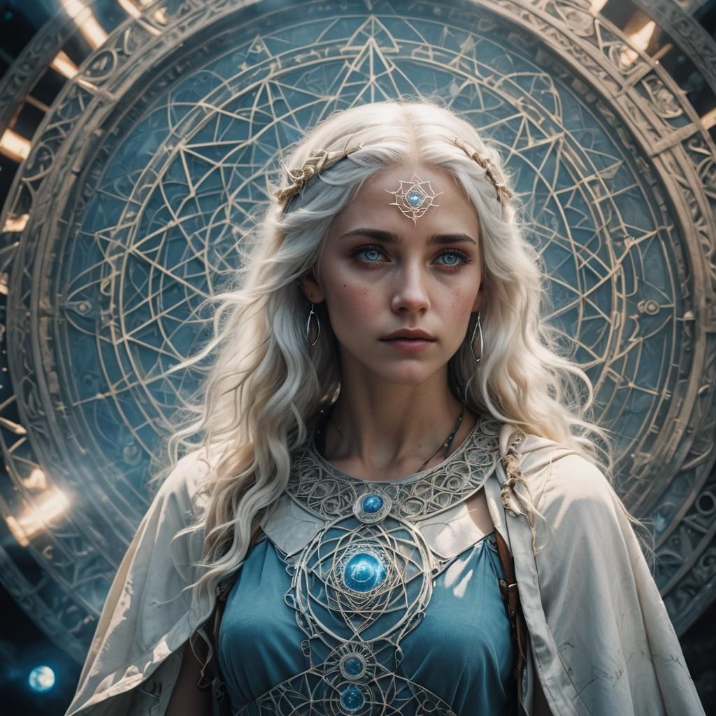 Angel Goddess with Sacred Geometry in Cinematic Style