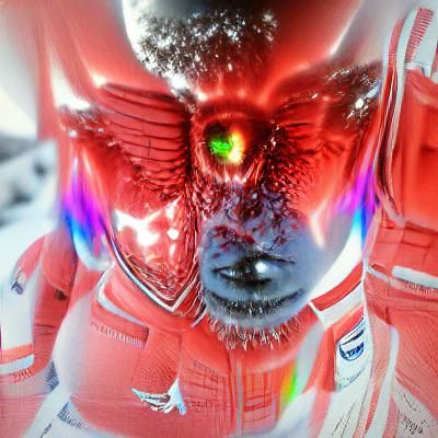 Demonic Astronaut with Glowing Wings in Space