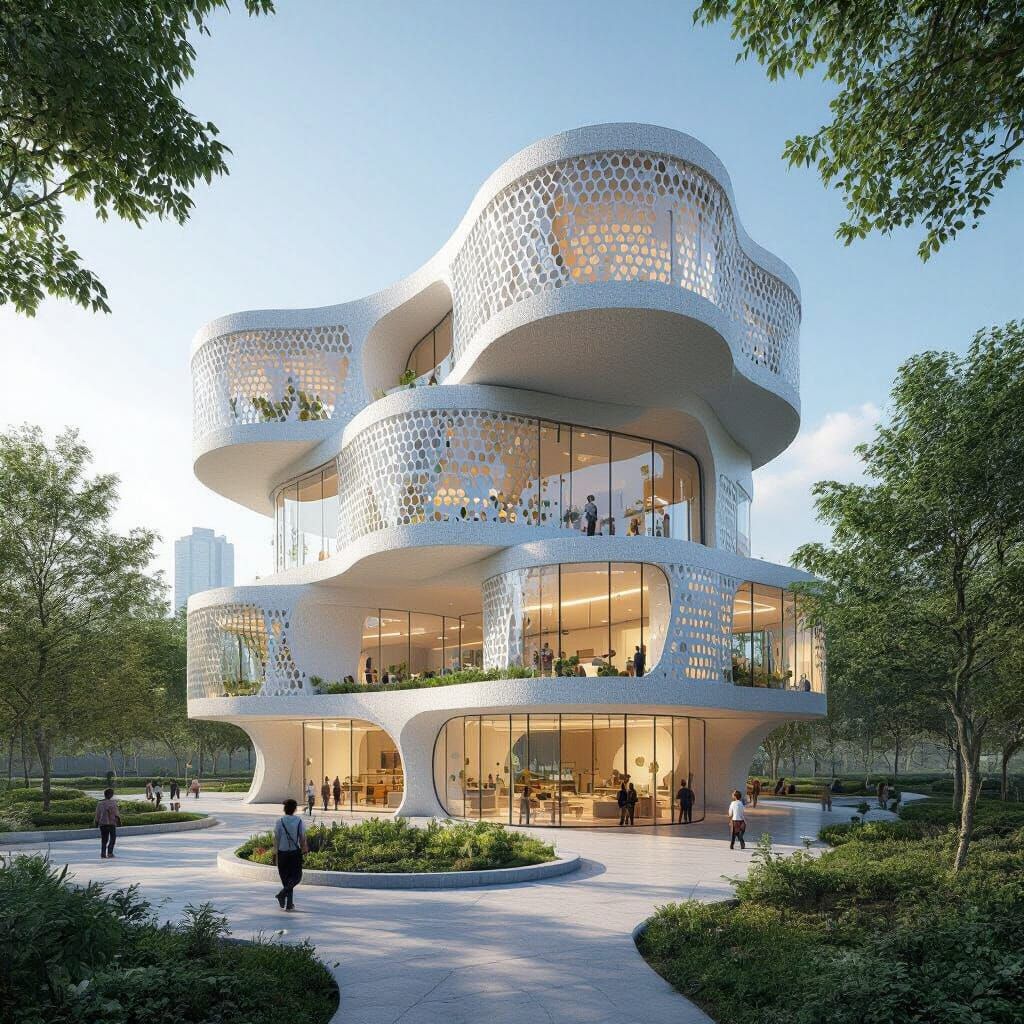 Futuristic Organic School Design in 3D Render