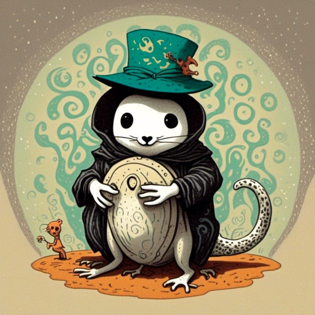 Plague Doctor Hugging a Cute Rat