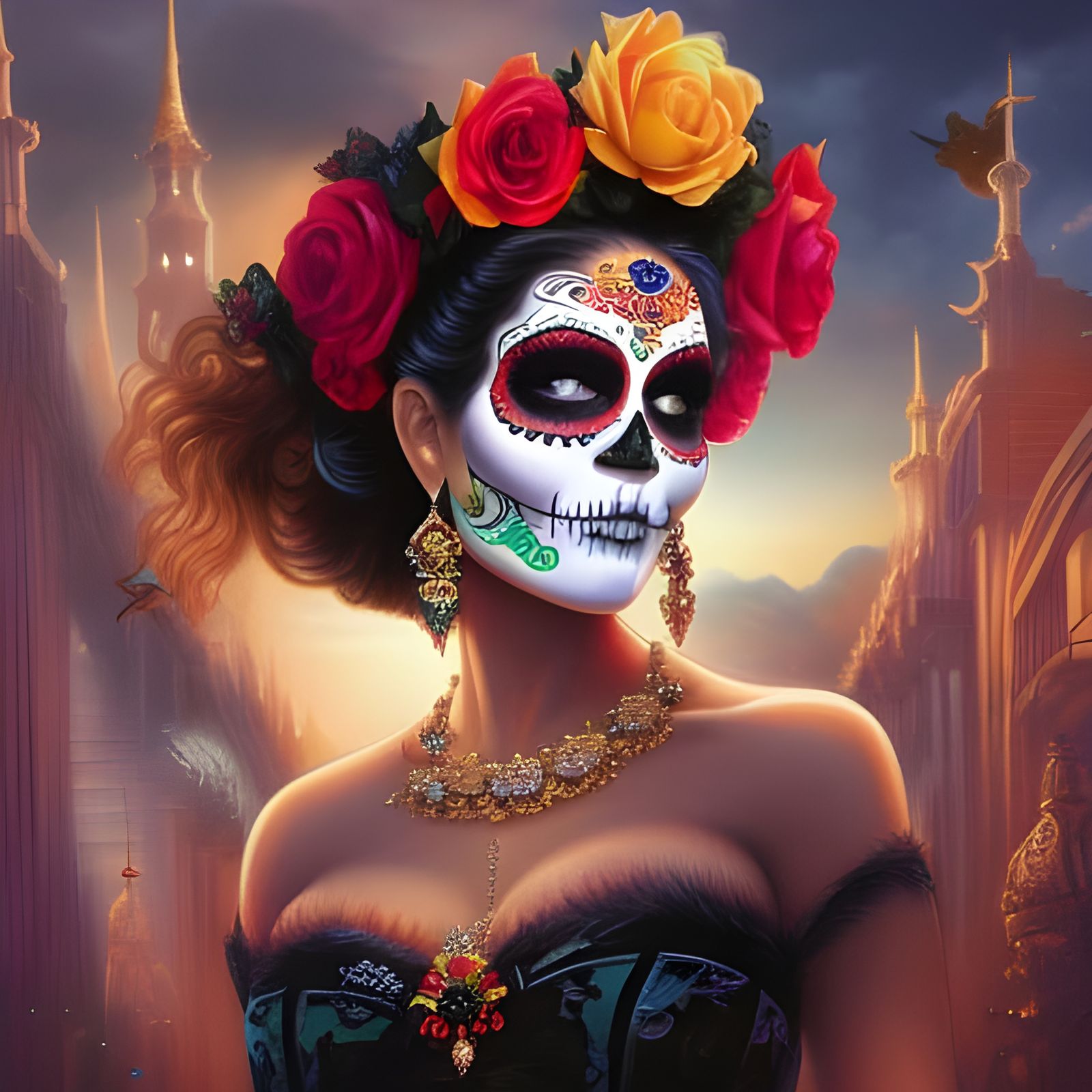 Day of the Dead Parade: Beautiful Painted Woman
