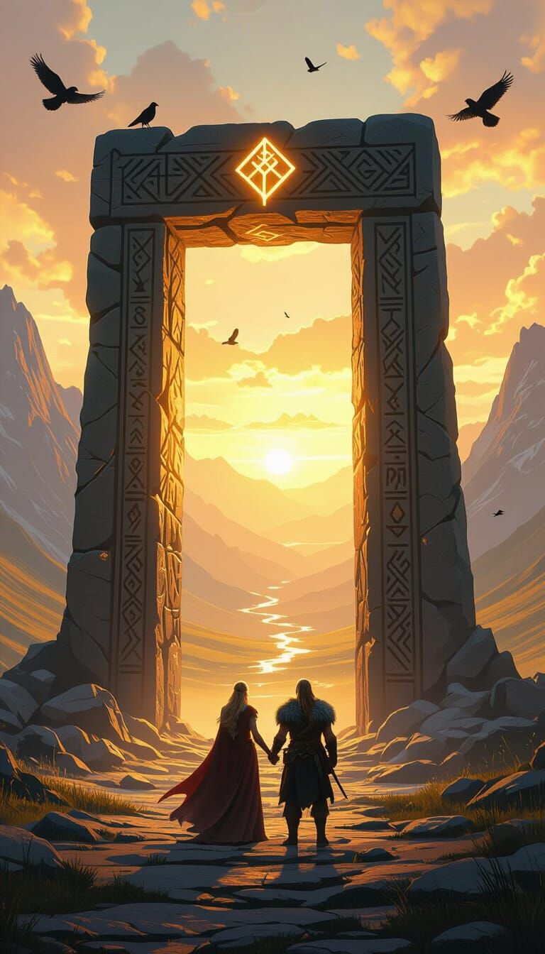 Massive Rune Gate Opens to Radiant Nordic Valley