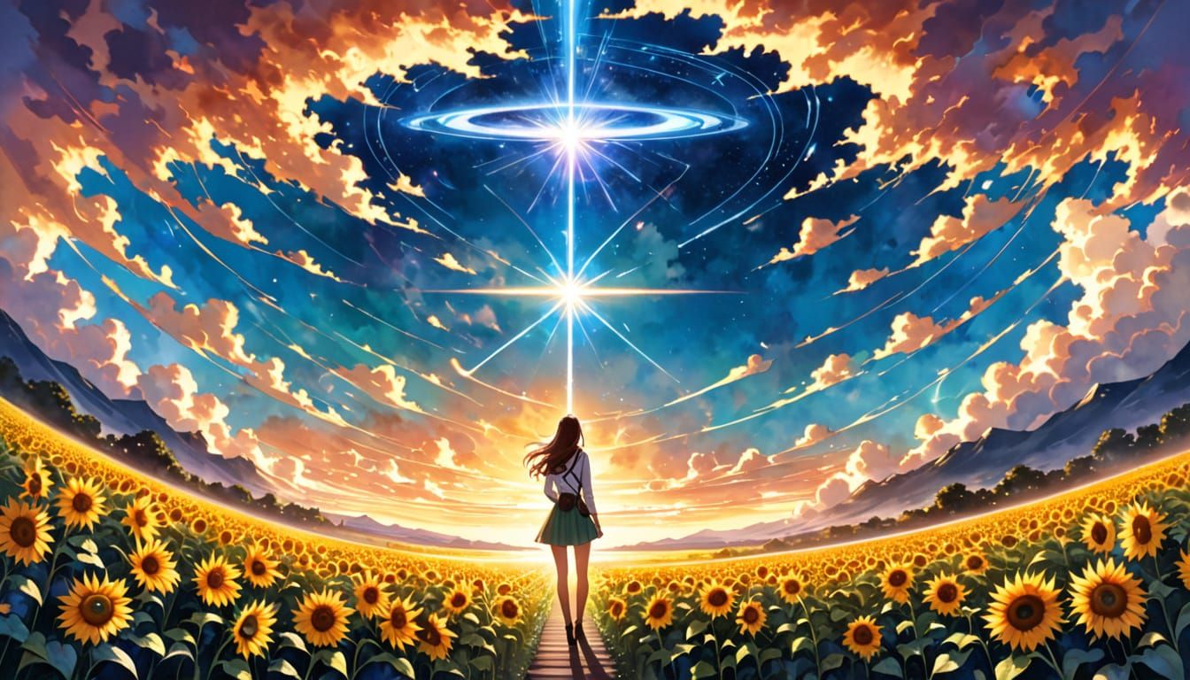 Kaleidoscopic Girl in Ethereal Psychedelic Dreamscape