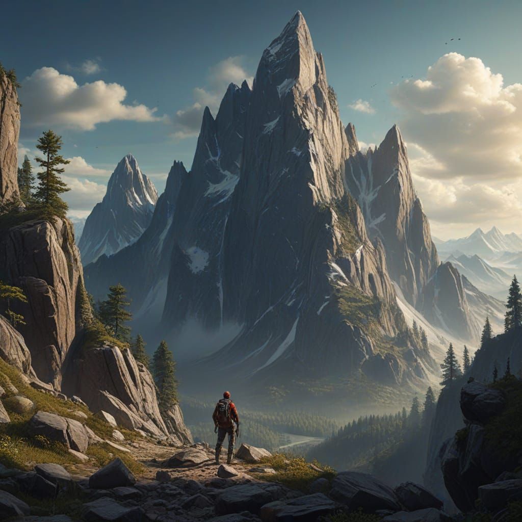 Detailed Mountain Landscape for Climbing Day