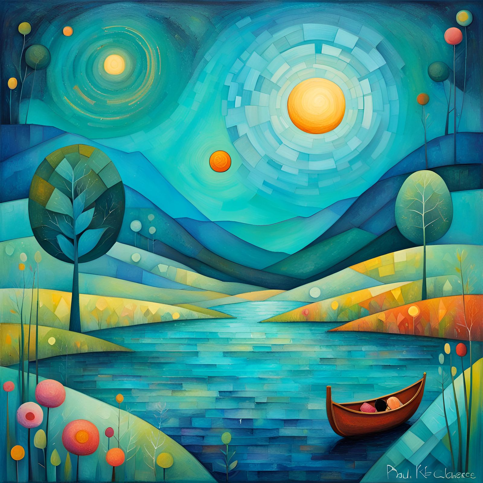 Ethereal Dreamscape with Instruments as Impasto Painting