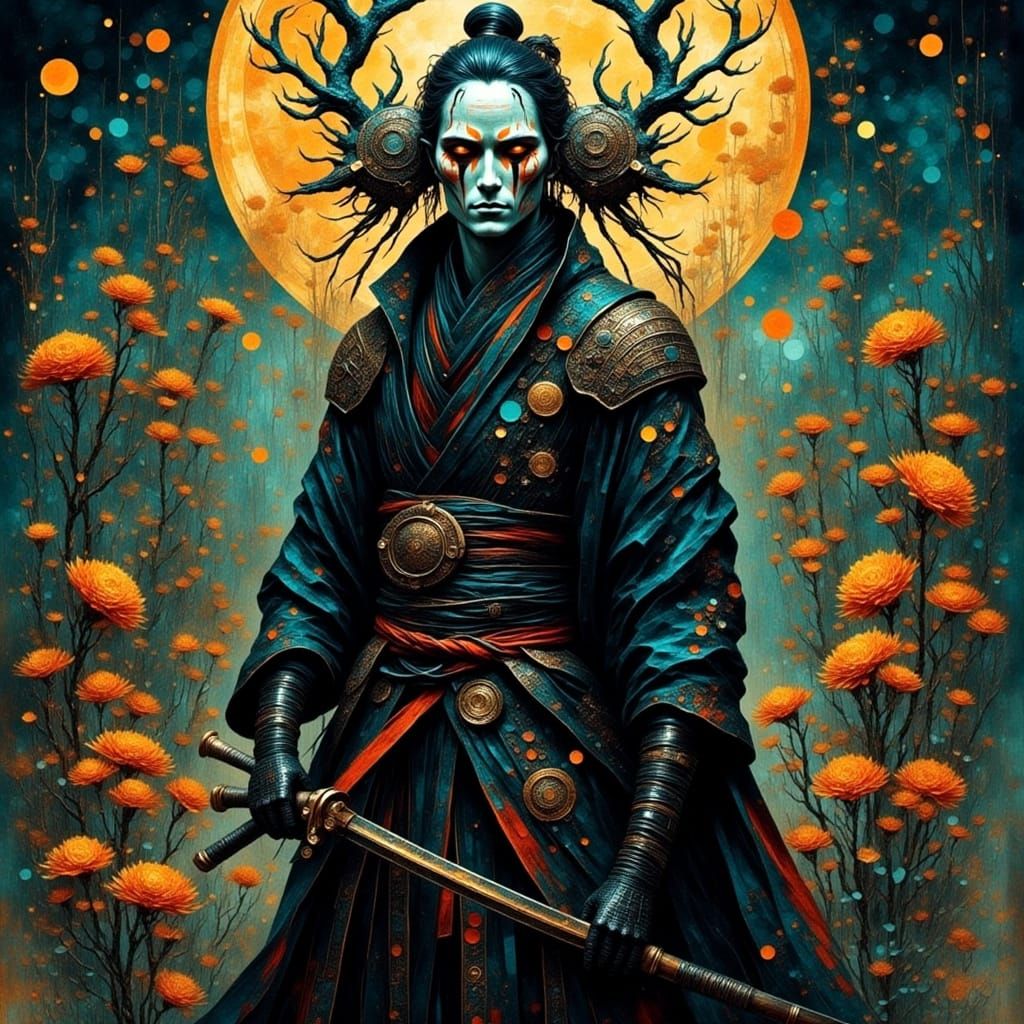 Surreal Samurai in Radiant Armor