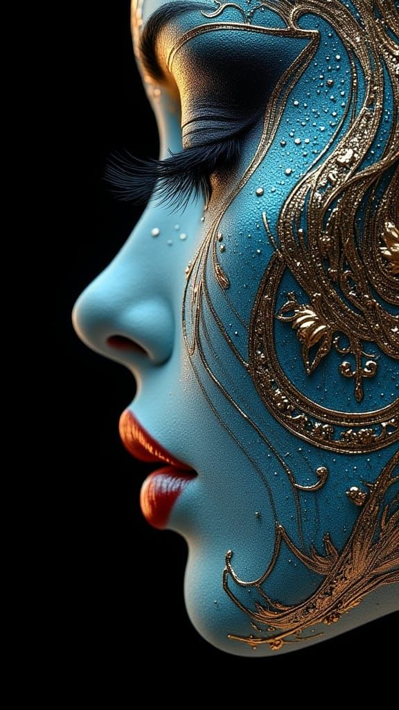 Timeless Beauty in Art Nouveau Double Exposure