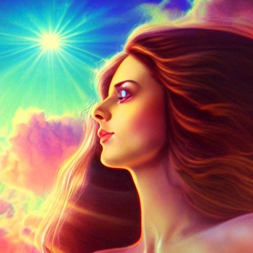 Cancerian Goddess in Synthwave Style