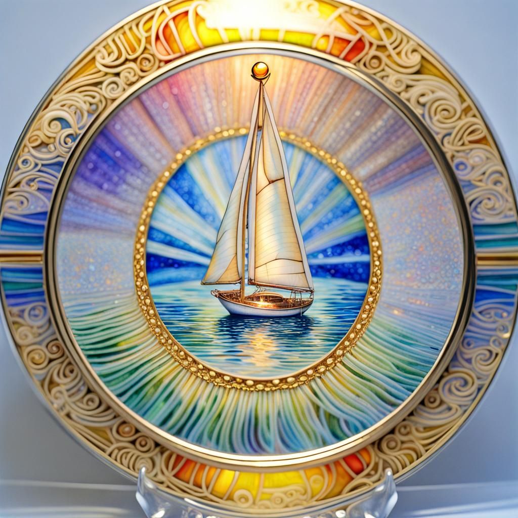 Glass Sailboat on a Luminous Sea