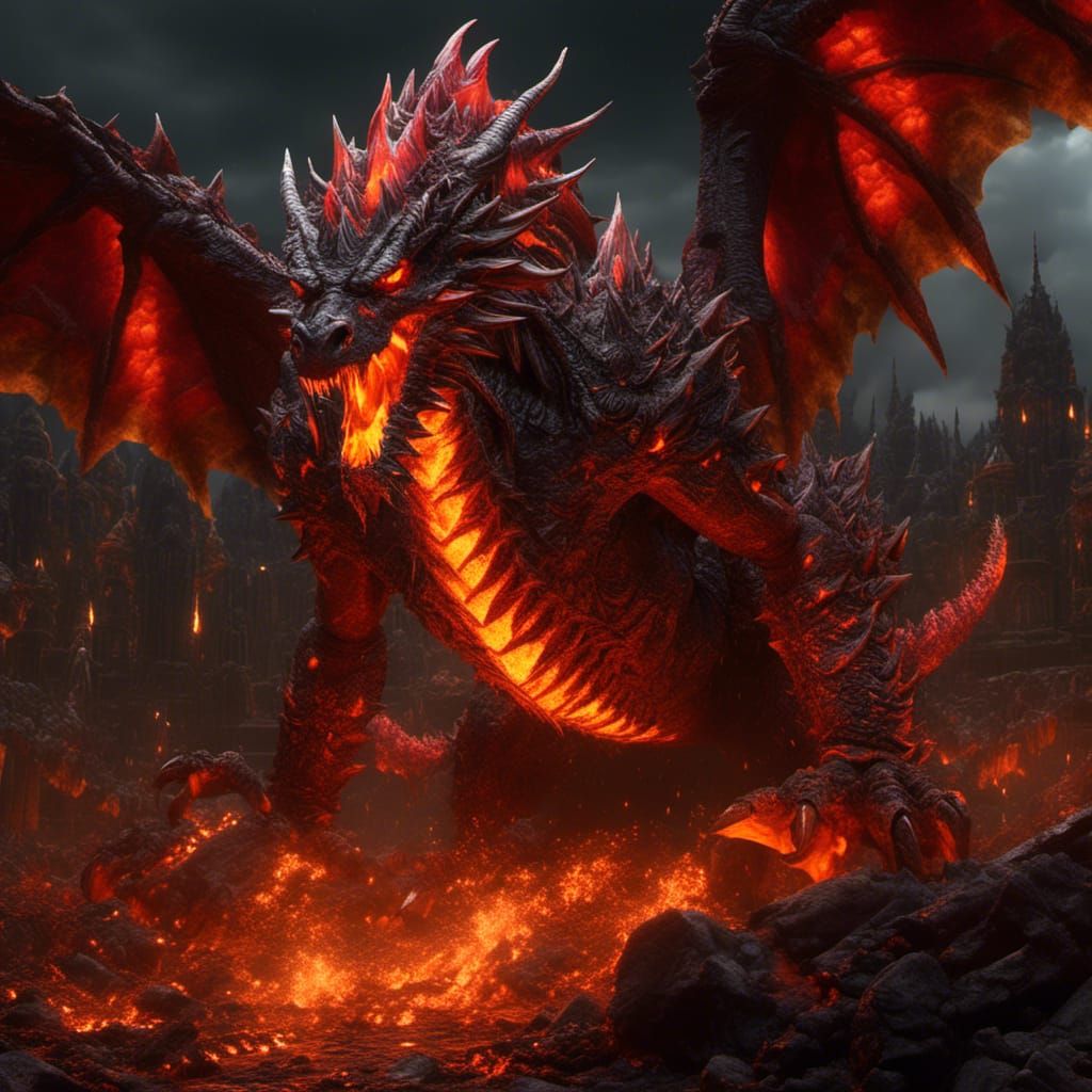 Deathwing Dragon Engulfed in Flames