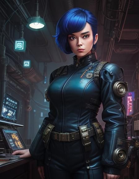 Big head, small body, Big eyes, small mouth, chibi, Full Body Portrait . In the style of a 90's science movie. studio gh...