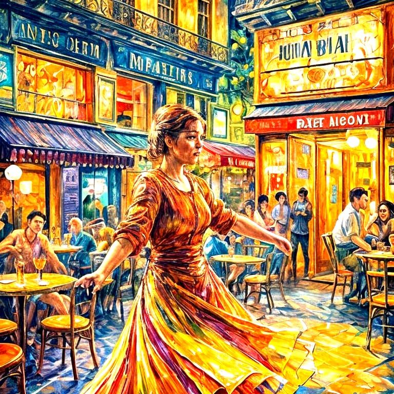 Can-Can Dancers in Paris, Neo-Impressionist Oil Painting