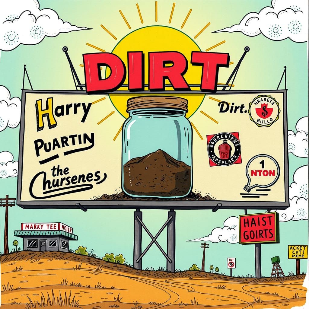 Vibrant Billboard Art of a Whimsical Dirt Jar
