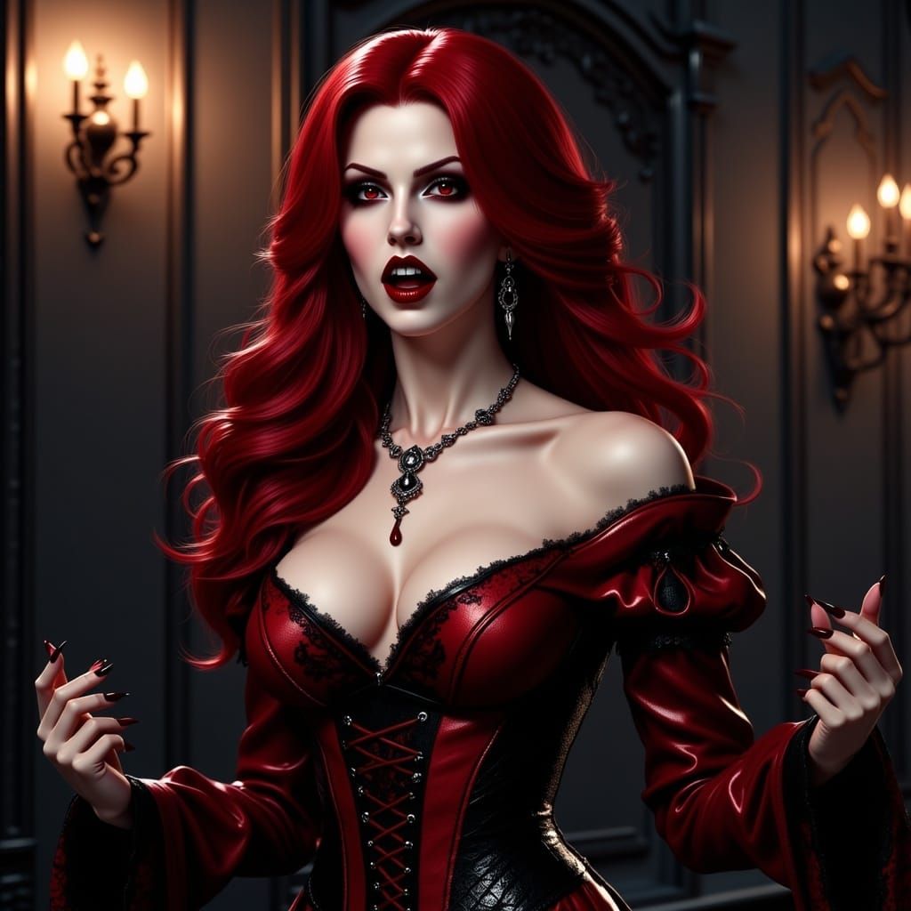 BloodRayne Vampire Warrior with Katana, Hyperrealistic Rende...