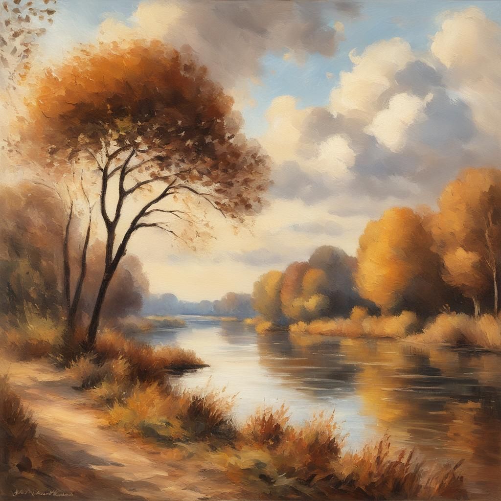 Autumn Seine Impressionism: Caillebotte Style Oil Painting