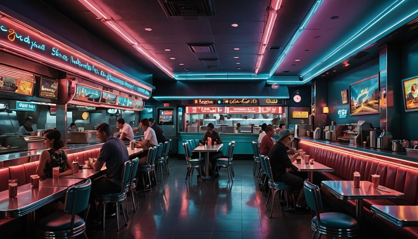 Cyberpunk Nighthawks Reimagined: Neon Metropolis