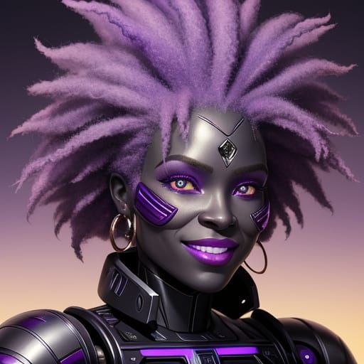 Afrofuturist Portrait: Blind Girl with Purple Eyes