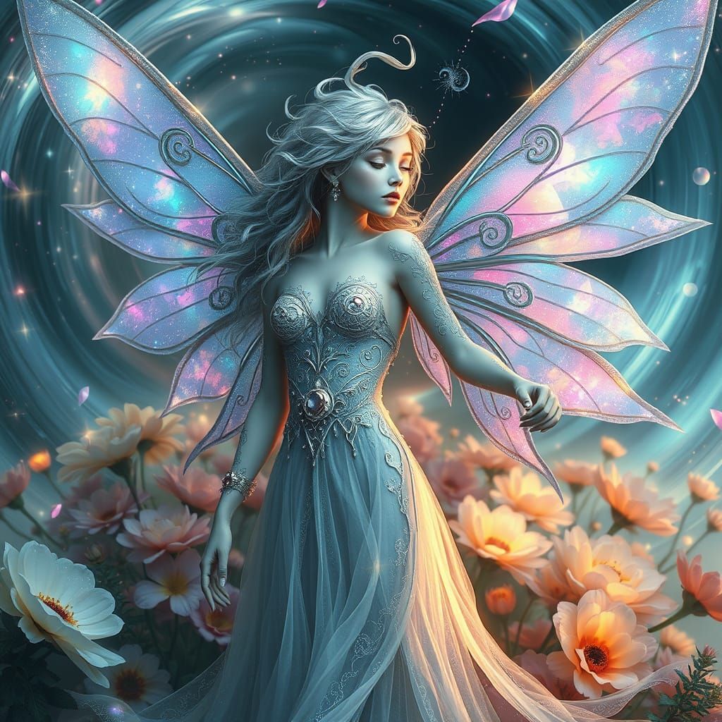Surreal Fairy Goddess in Cosmic Bloom