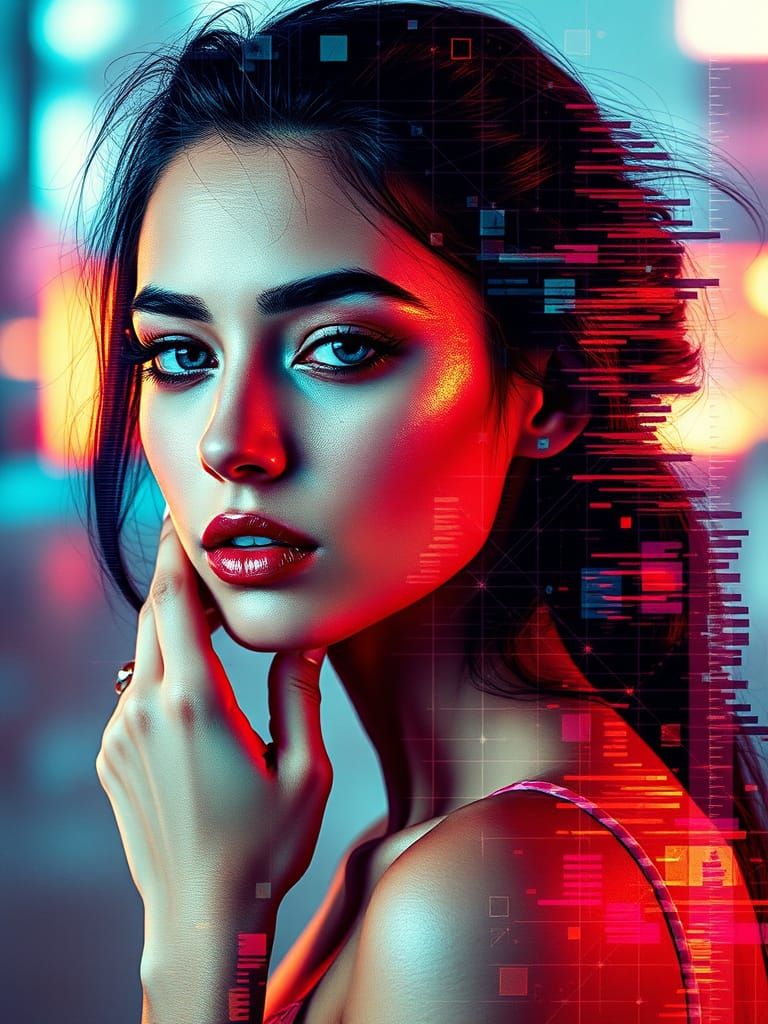 Pixelated Woman: A Glitch Art Portrait