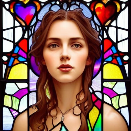 Shattered Rainbow Glass Portrait in Hyperdetailed Style