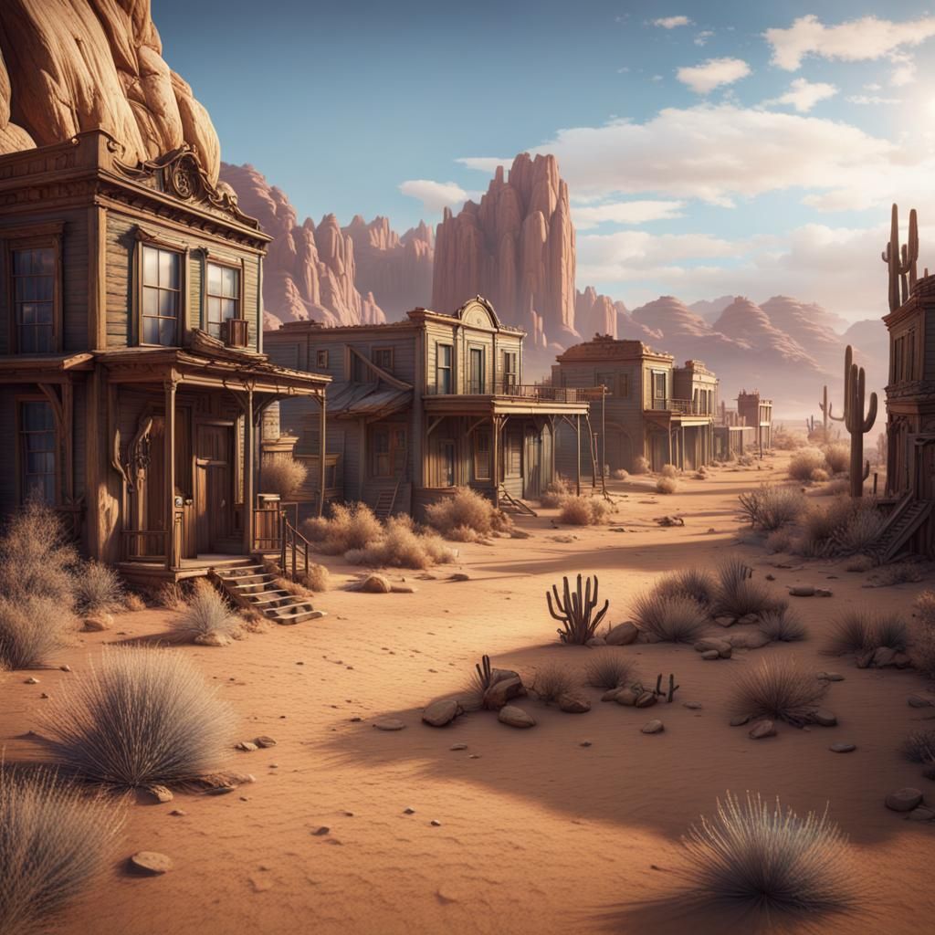 Desert Ghost Town: Detailed Matte Painting