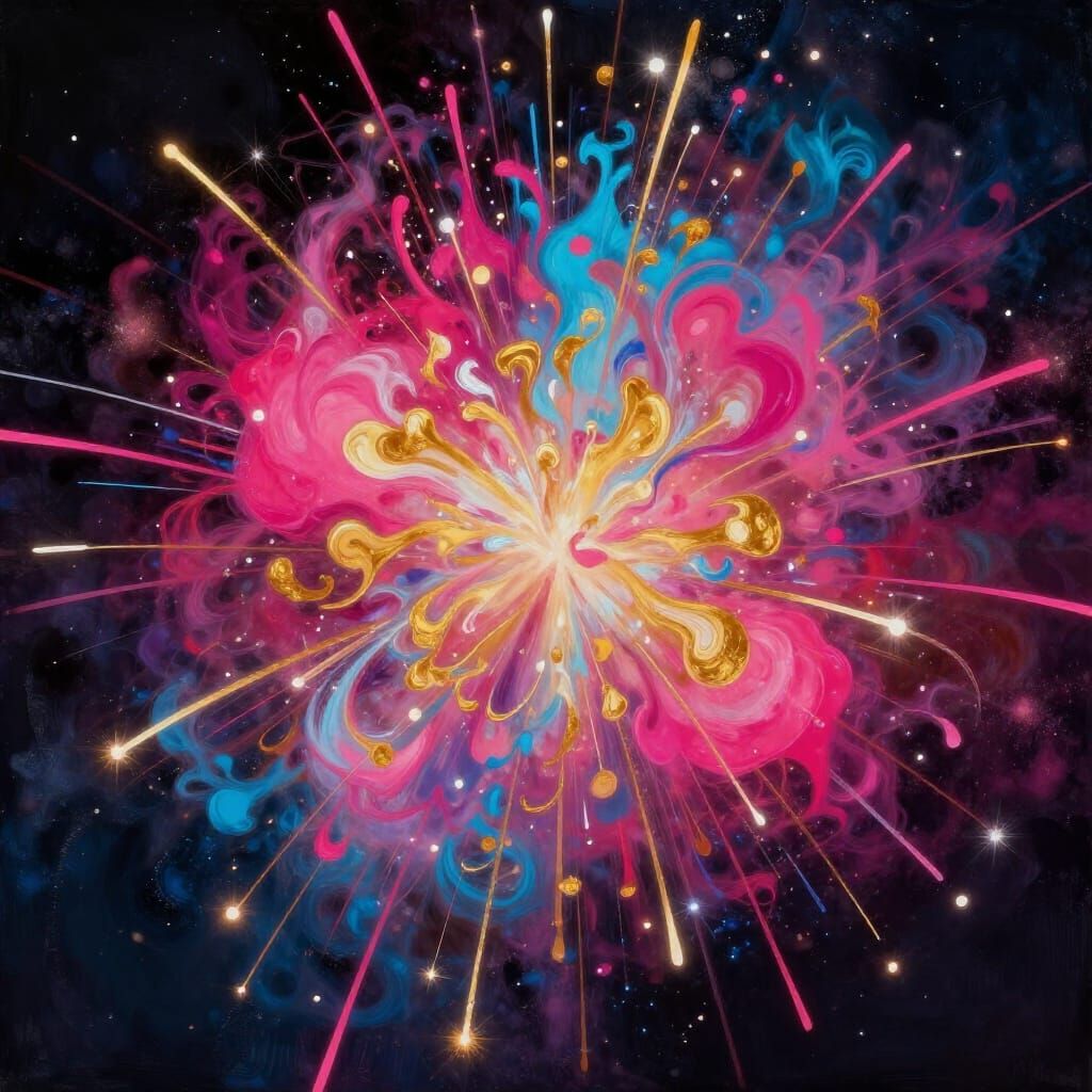 Explosive Cosmic Colors in Digital Painting Style