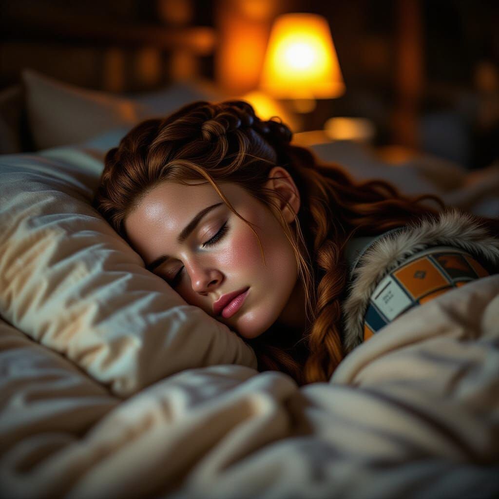 Aloy from Horizon Zero Dawn Asleep in Bed